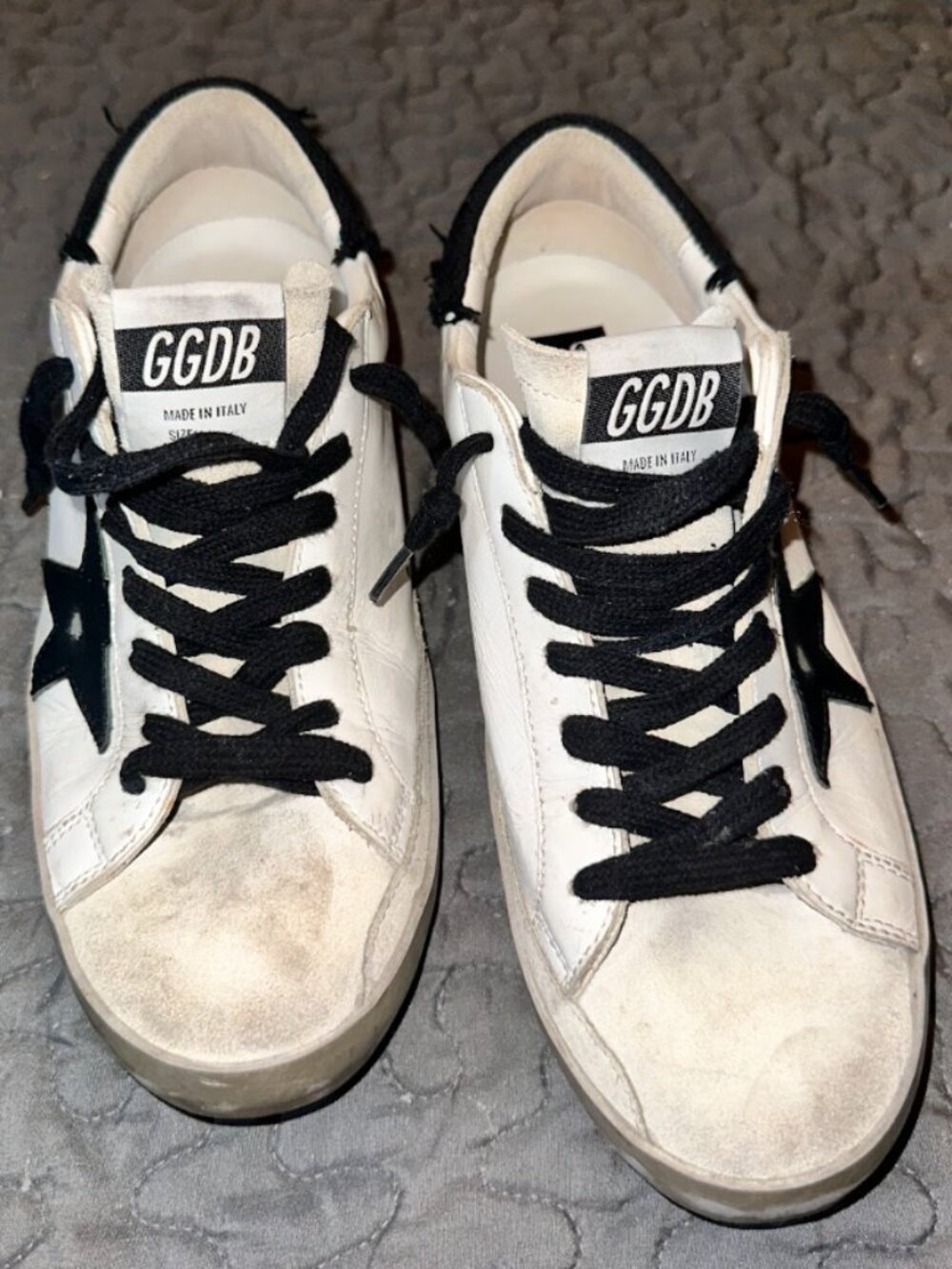Golden Goose Super-Star Sneakers White Leather Black Suede Star Men's US10/EU43